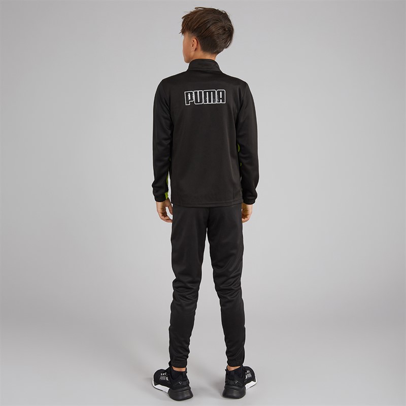 Puma Junior Boys Team FNS Poly Tracksuit Puma Black Puma Black/Yellow Alert