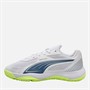 Puma Junior Boys Solarflash III Indoor Court Shoes Puma White Puma White/Blue Horizon