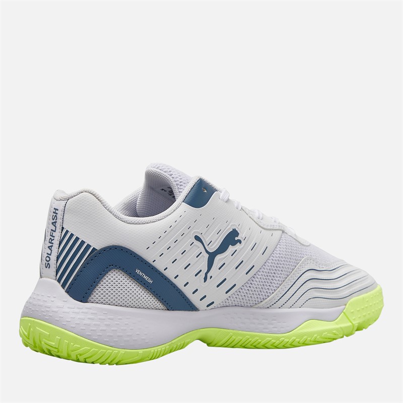 Puma Junior Boys Solarflash III Indoor Court Shoes Puma White Puma White/Blue Horizon