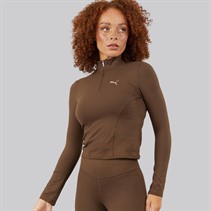 Puma Damen Trainings Oberteil mit halbem Reißverschluss Espresso Brown