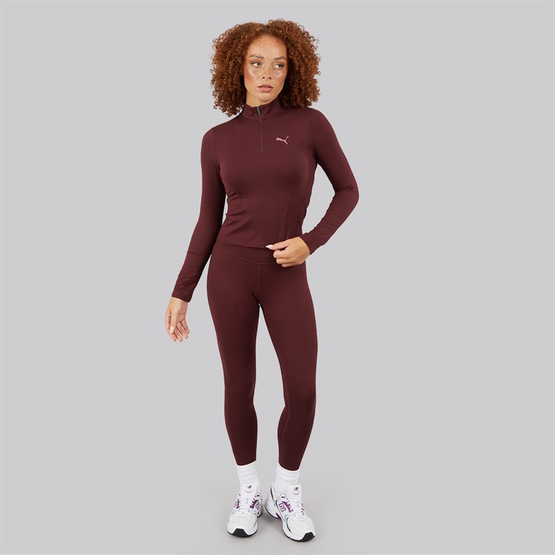 Puma Dame Træn Høj Talje Trænings Tights Leggings Aubergine