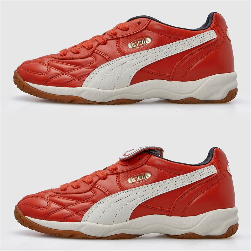 Puma Mens King Indoor Trainers Red Fire/Frosted Ivory