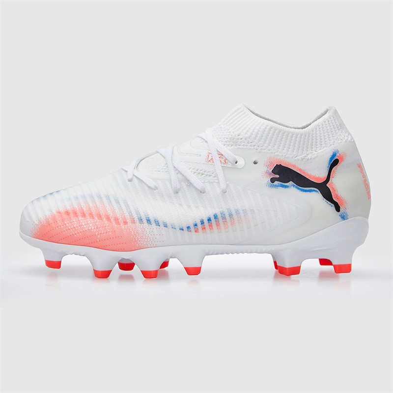 Puma Junior Boys Future 8 Pro FG/AG Firm/Artificial Ground Football Boots White/Puma Black/Glowing Red