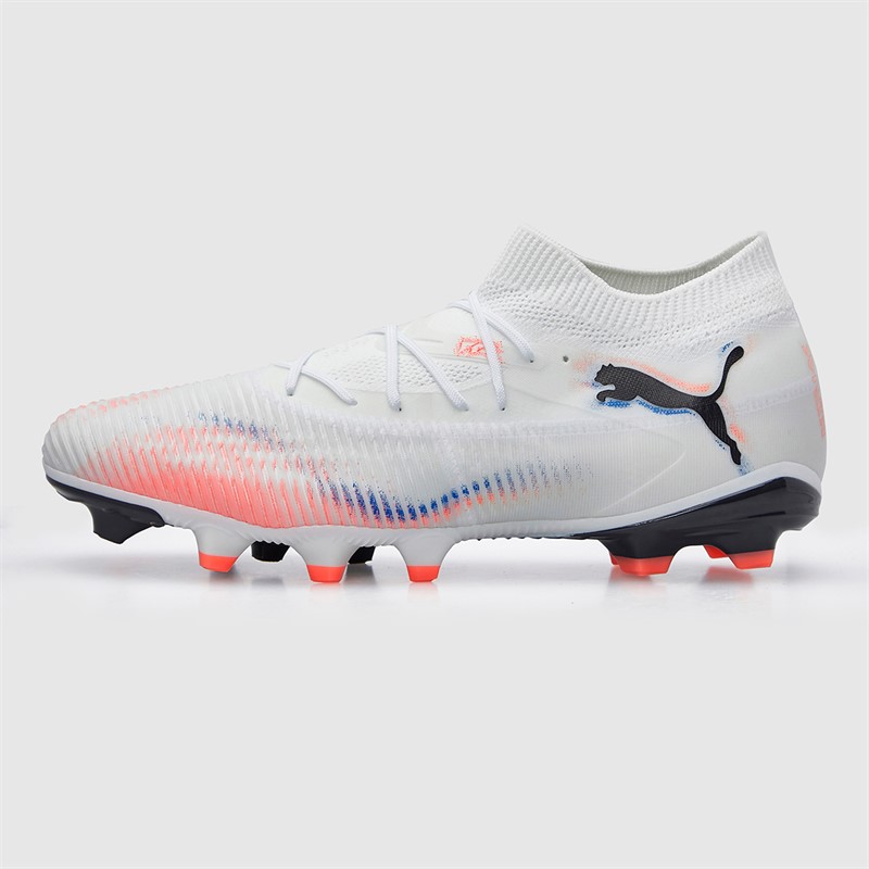 Puma Mens Future 8 Match FG/AG Firm/Artificial Ground Football Boots White/Puma Black/Glowing Red