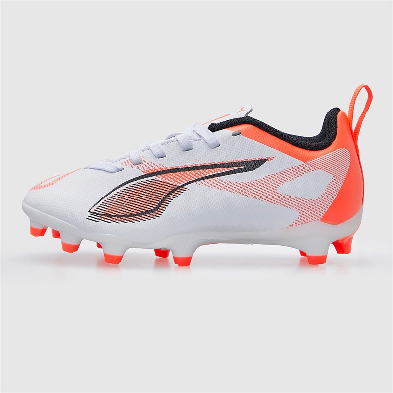 Puma Junior Boys Ultra 5 Play FG/AG Firm/Artificial Ground Football Boots White/Black/Glowing Red