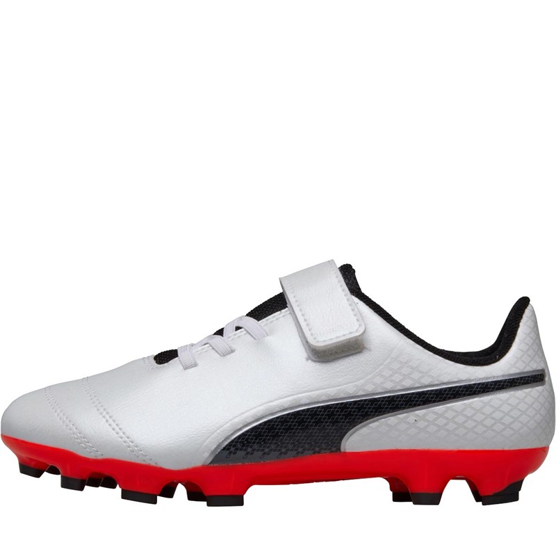 Buy Puma Junior One 17.4 AG Football Boots White/Black/Fiery Coral