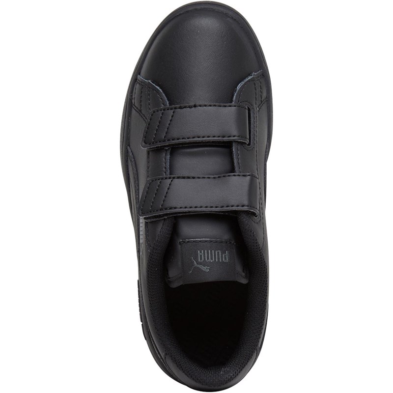 Buy Puma Boys Smash V2 Leather Velcro Trainers Puma Black/Puma Black