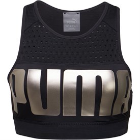 Image of Puma Womens Ambition Bra Top Puma Black/Metallic Ash Puma