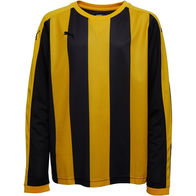 Buy Puma Junior Boys Striped Long Sleeve Football Jersey Yellow/Black