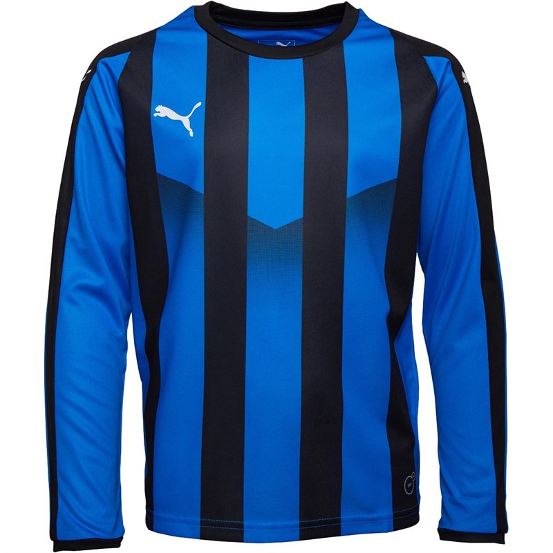 Buy Puma Junior Boys Liga Striped Long Sleeve Jersey Electric Blue