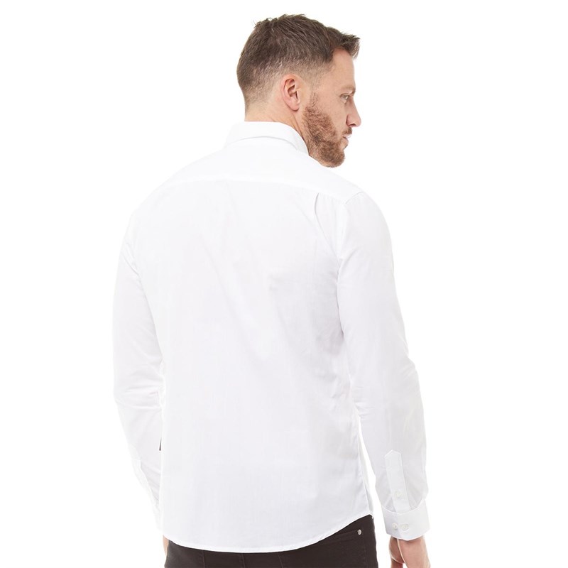 Peter Werth Mens Peak Poplin Long Sleeve Shirt White