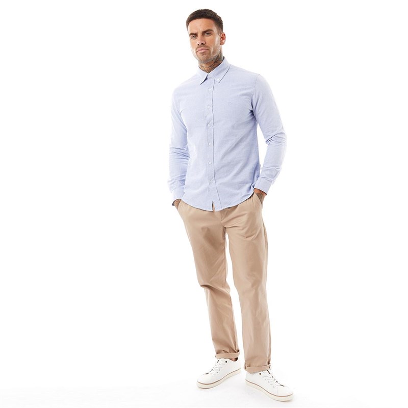 Peter Werth Mens Castle Long Sleeve Oxford Shirt Blue