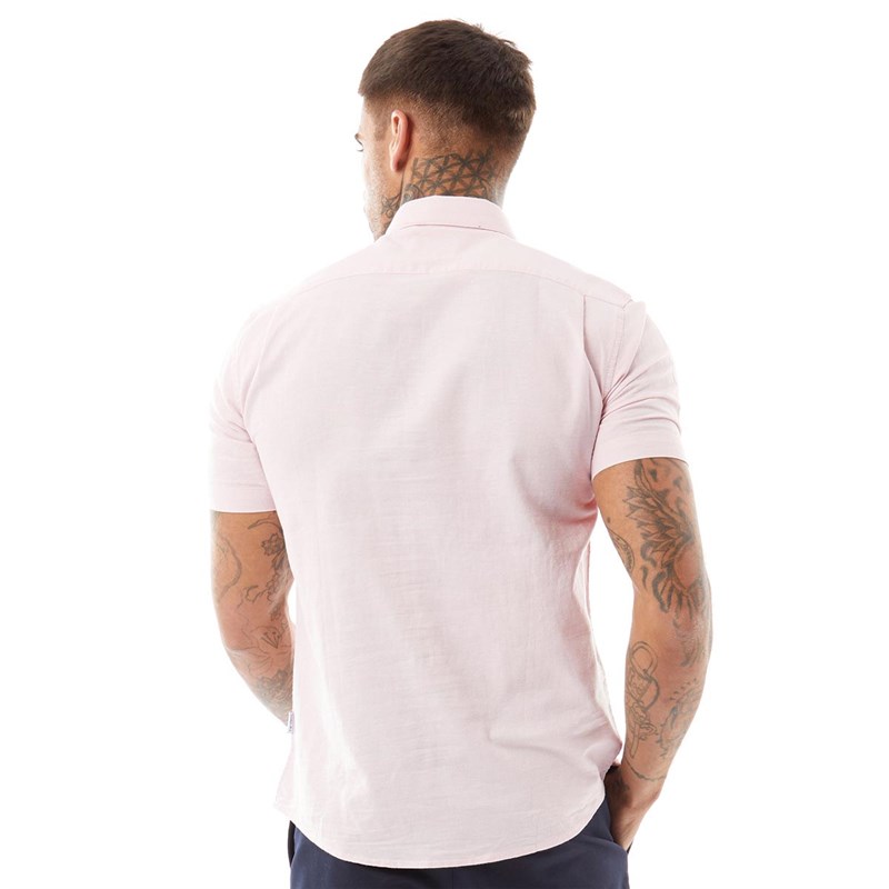 Peter Werth Herre Brunel Linen Skjorter med korte ærmer Lyserød