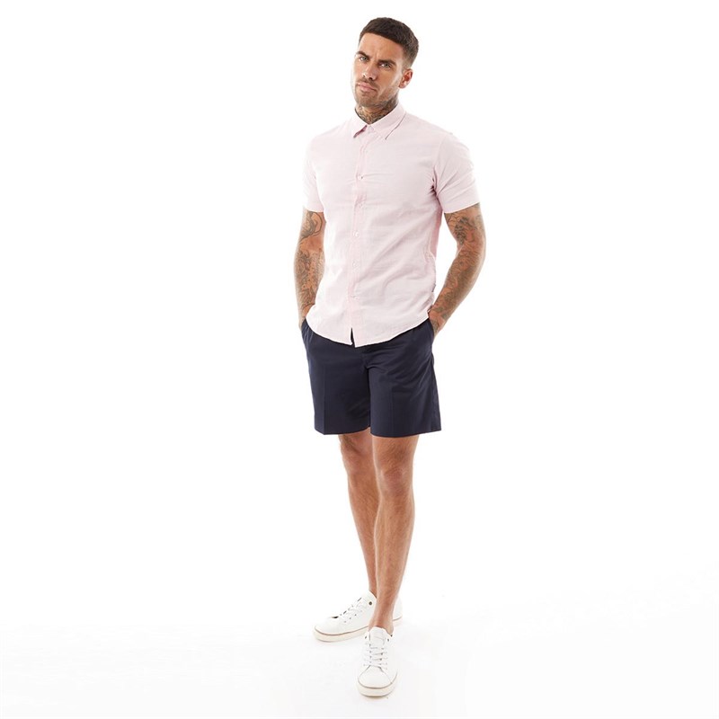 Peter Werth Herre Brunel Linen Skjorter med korte ærmer Lyserød
