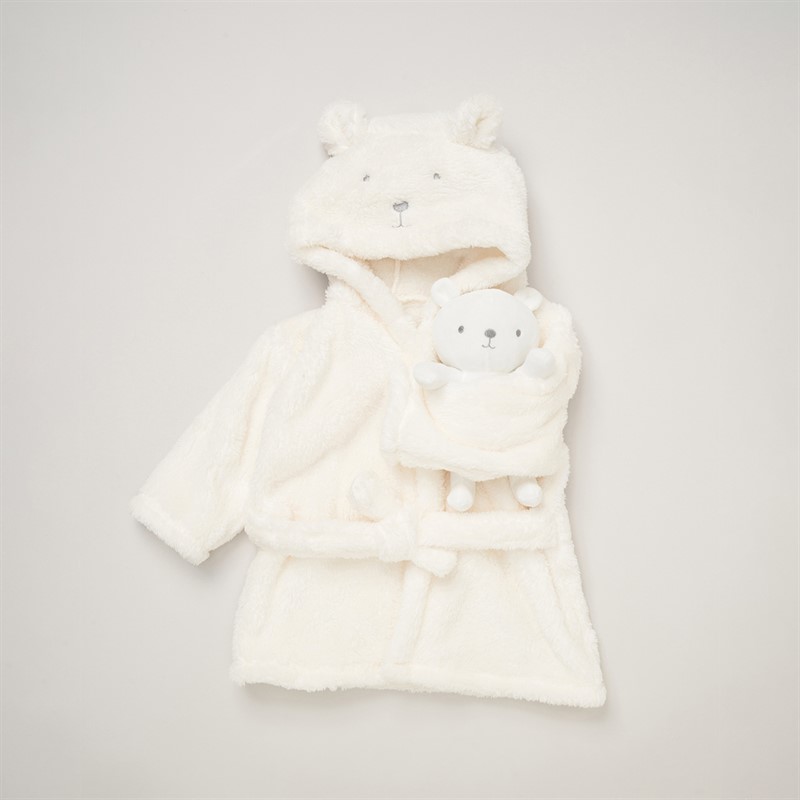 Rock A Bye Baby Boutique Kids Bathrobe and Plush Toy Cream