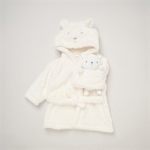 Rock A Bye Baby Boutique Kids Bathrobe and Plush Toy Cream