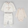Rock A Bye Baby Boutique Kids Borg Jacket Footed Trousers And Rib Marl Bodysuit Cream Crm  Cream