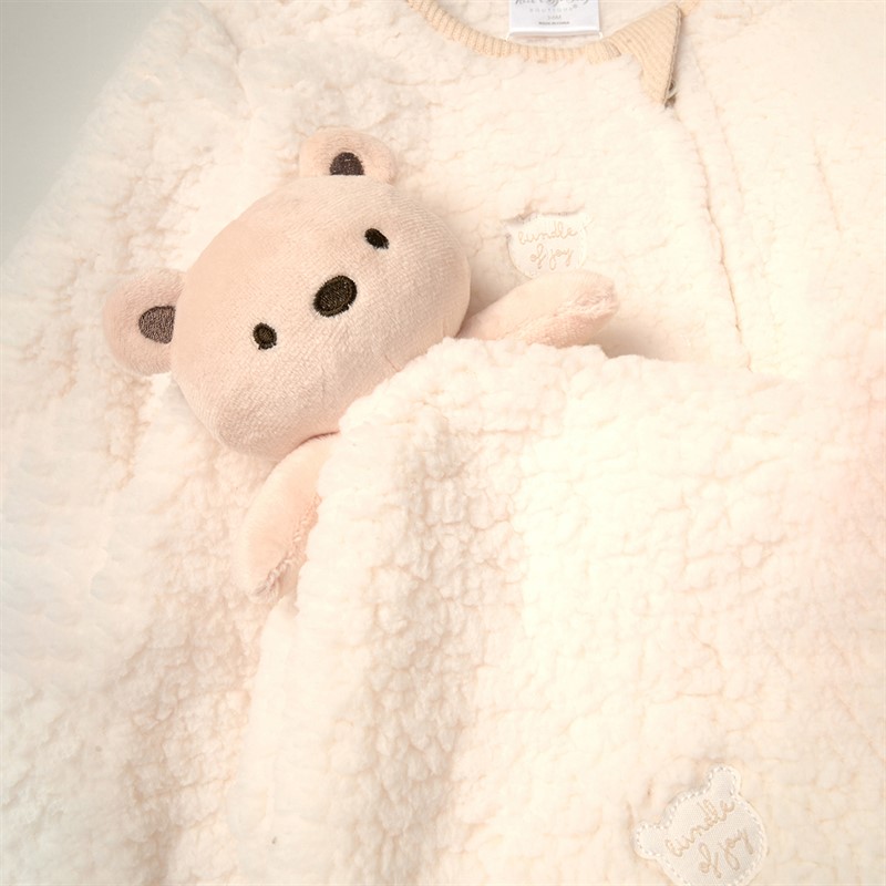 Rock A Bye Baby Boutique Kids Borg Pramsuit and Bear Comforter Set Cream Crm  Cream