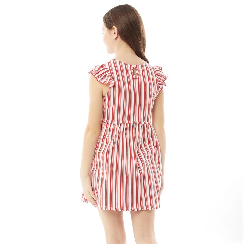 Olly & Molly Girls Dress Red Candy Stripe