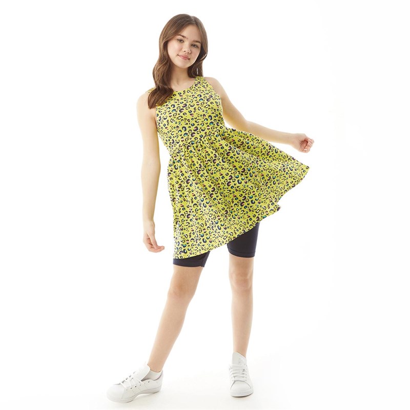 Olly & Molly Girls Dress Yellow Animal Print