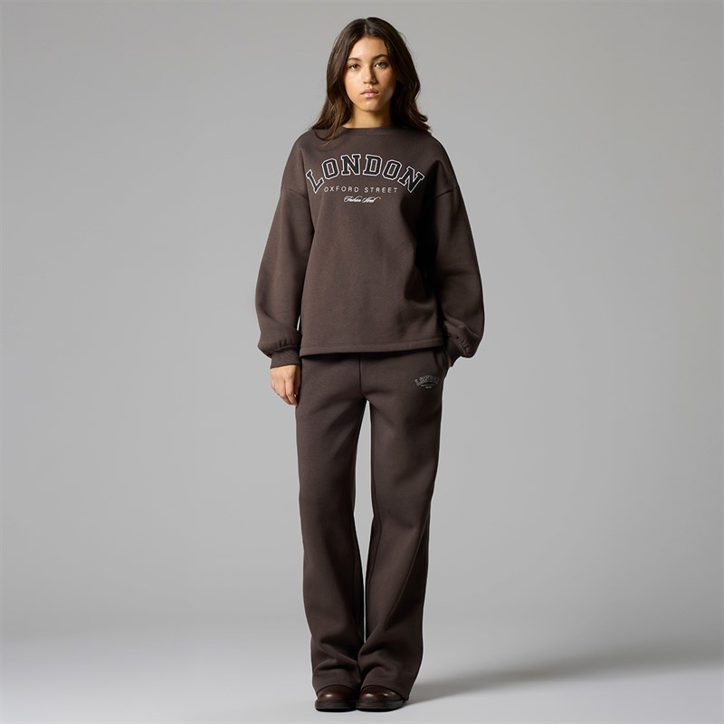 LMTD Piger Faris Wide Leg Joggers Chocolate Brown