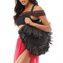 South Beach Womens Half Moon Straw Bag Black