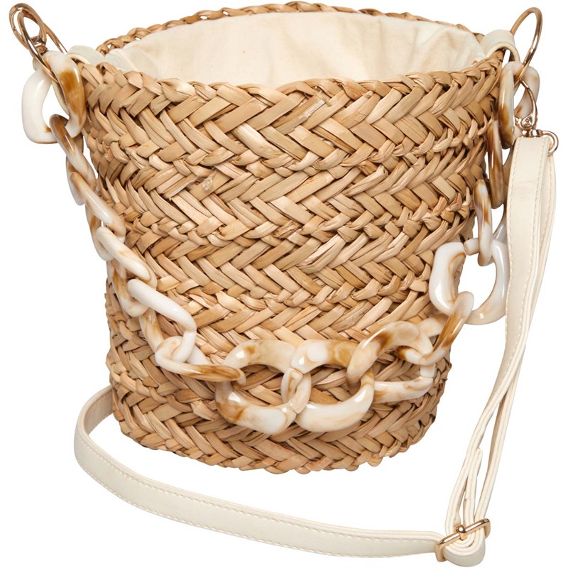 South Beach Womens Straw Bucket Bag Natural