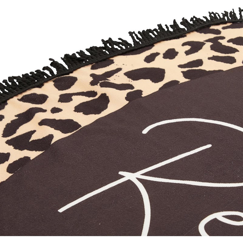 South Beach Womens Reserved Round Microfibre Towel Leopard Print/Black