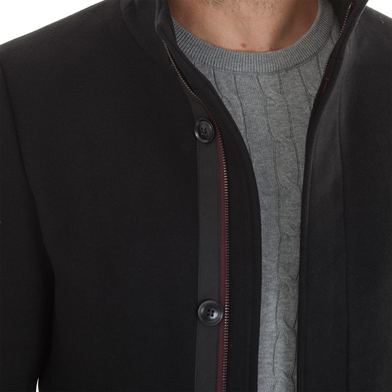 Feraud Mens Premium Funnel Neck Car Coat Black