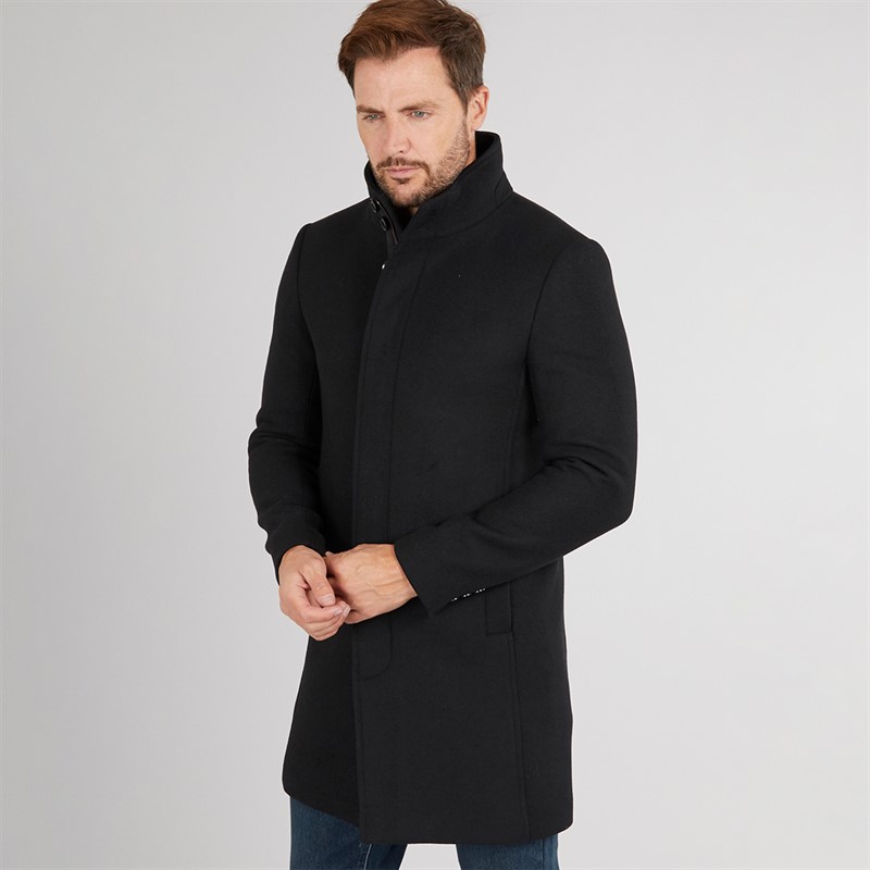 Feraud Mens Premium Funnel Neck Car Coat Black