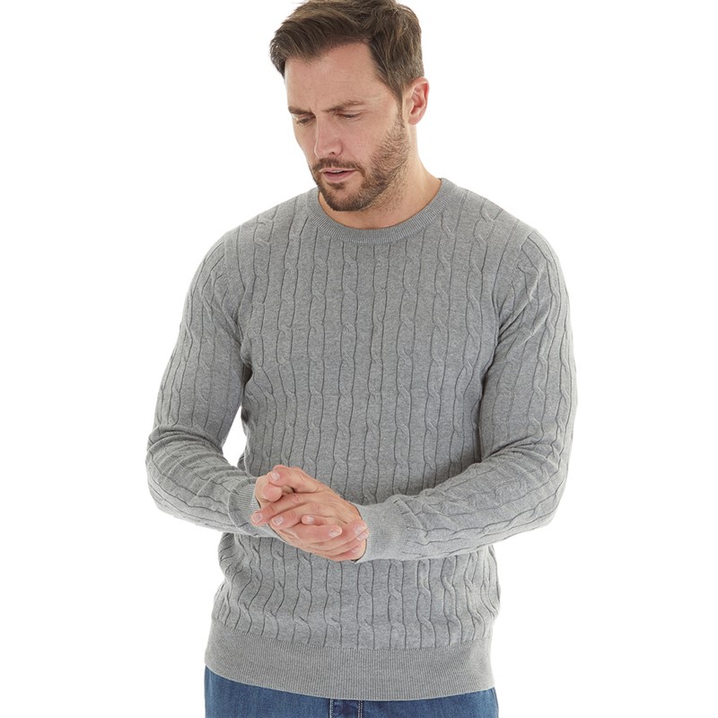 Mens grey knitted clearance jumper