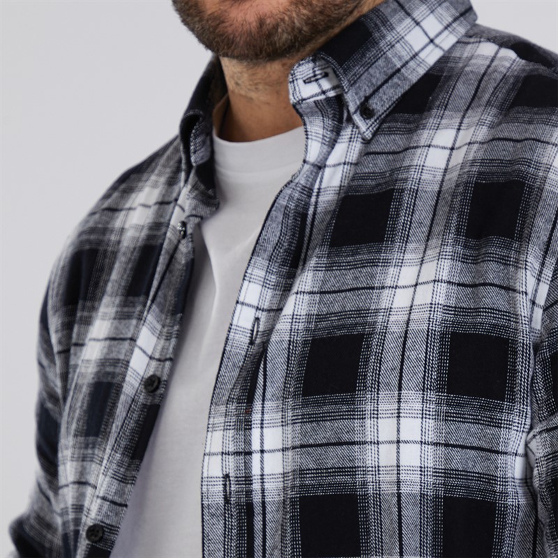 Feraud Mens Flannel Check Shirt Black Check