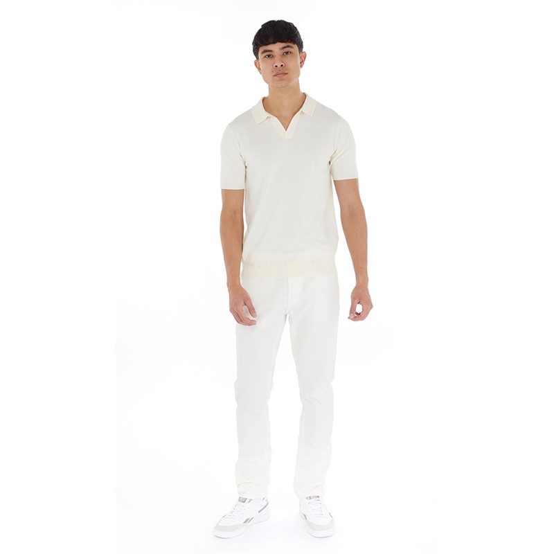 Feraud Mens Knitted Polo Ecru