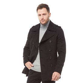 Feraud Męskie Płaszcz Short Wool Reefer Czarny