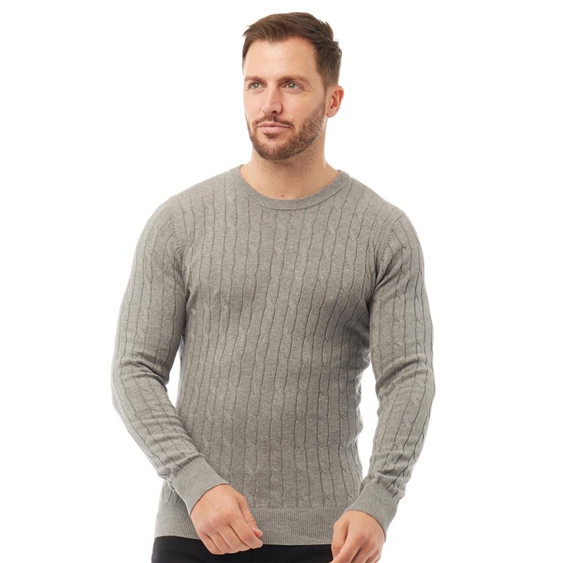 light grey cable knit sweater