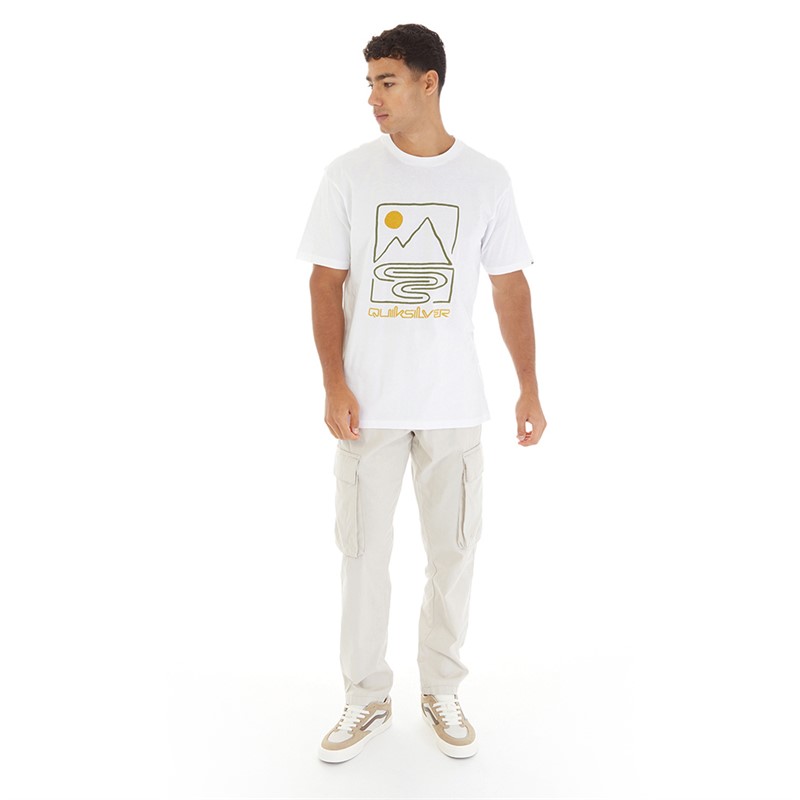 Quiksilver Mens Outline Mountains T-Shirt White