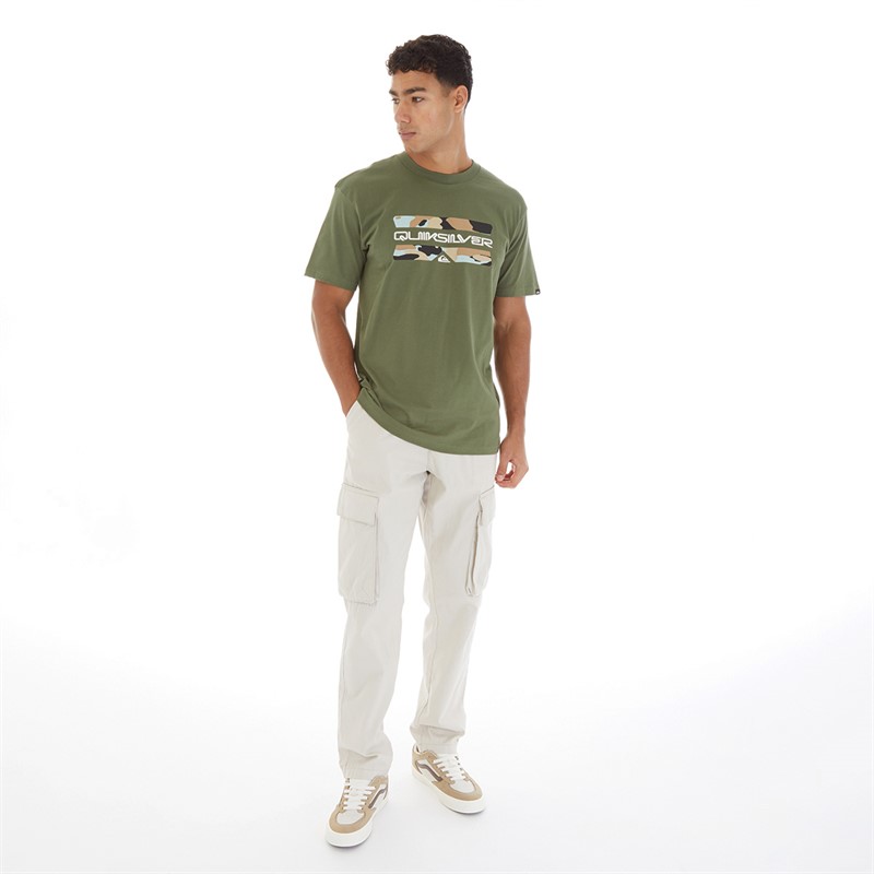 Quiksilver Mens Camo Logo T-Shirt Four Leaf Clover