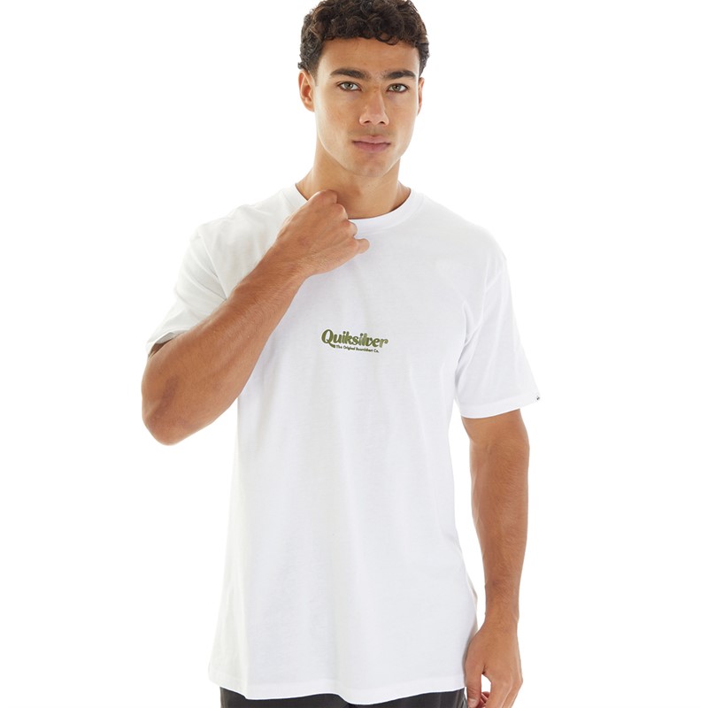 Quiksilver Herren T-Shirt mit einfachem Schriftzug Weiß