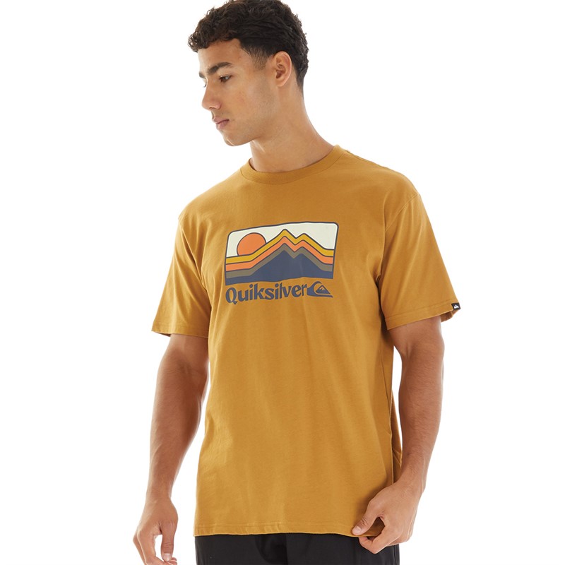 Quiksilver Mens Gradient Mountains T-Shirt Bone Brown