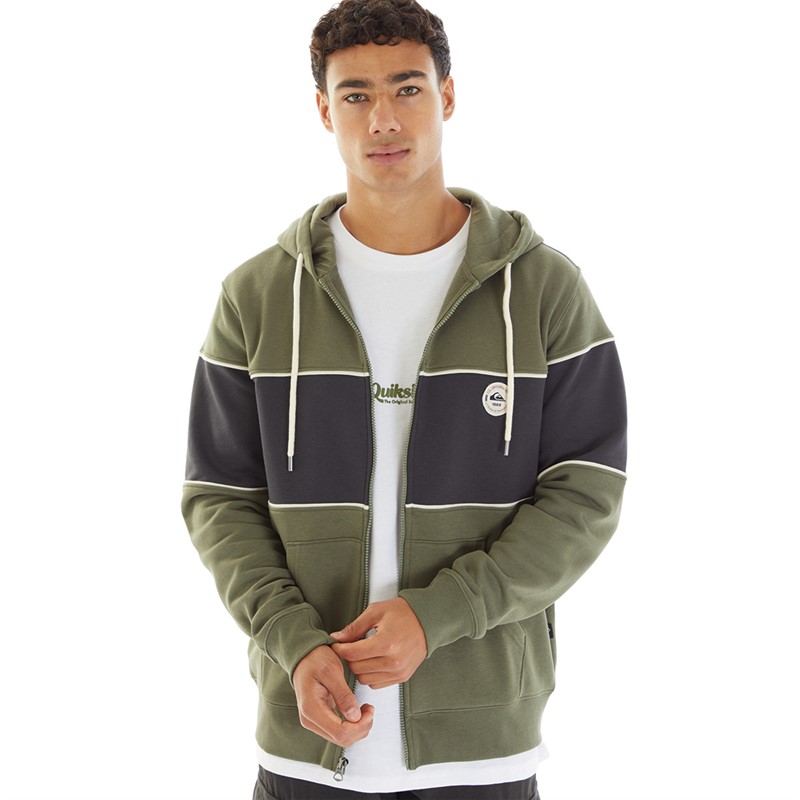 Quiksilver Mens Shadyhills Zip Hoodie Four Leaf Clover