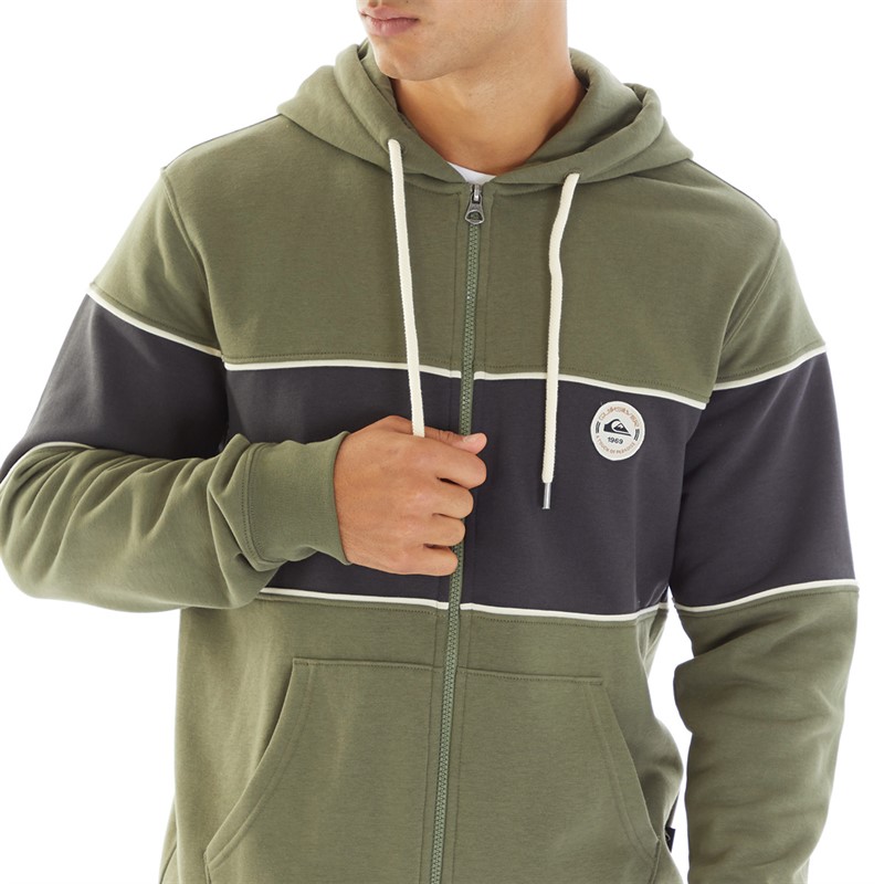 Quiksilver Mens Shadyhills Zip Hoodie Four Leaf Clover