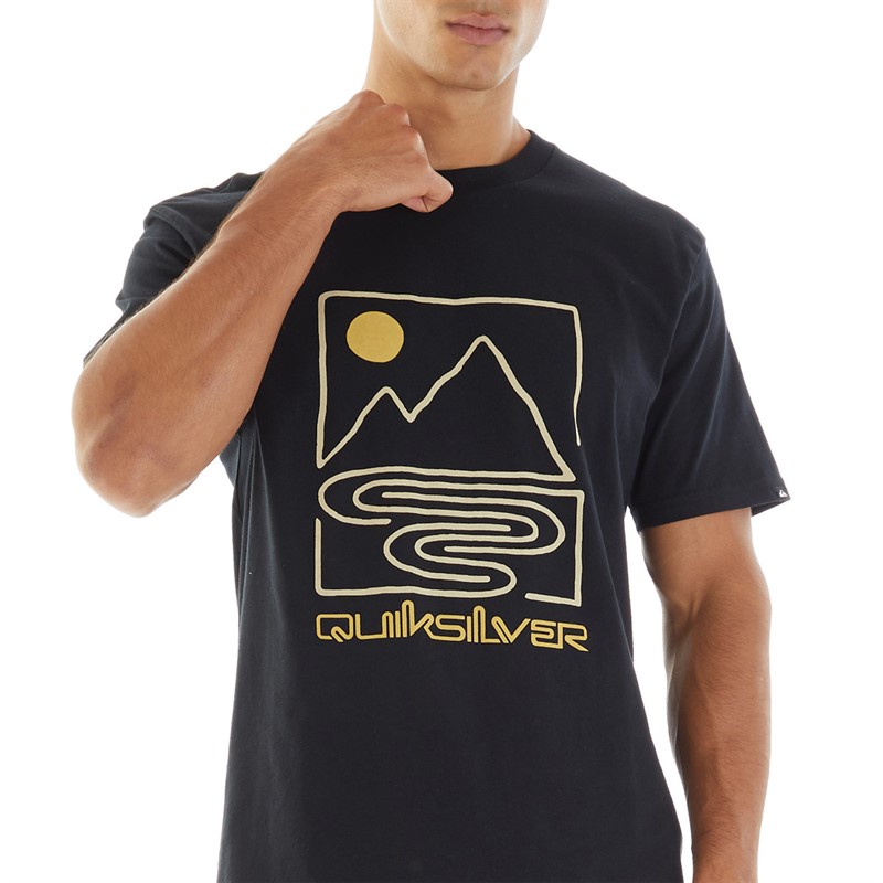 Quiksilver Mens Outline Mountains T-Shirt Black