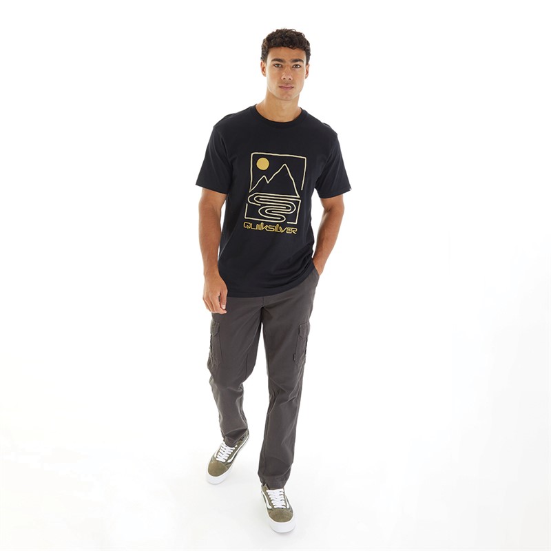 Quiksilver Mens Outline Mountains T-Shirt Black