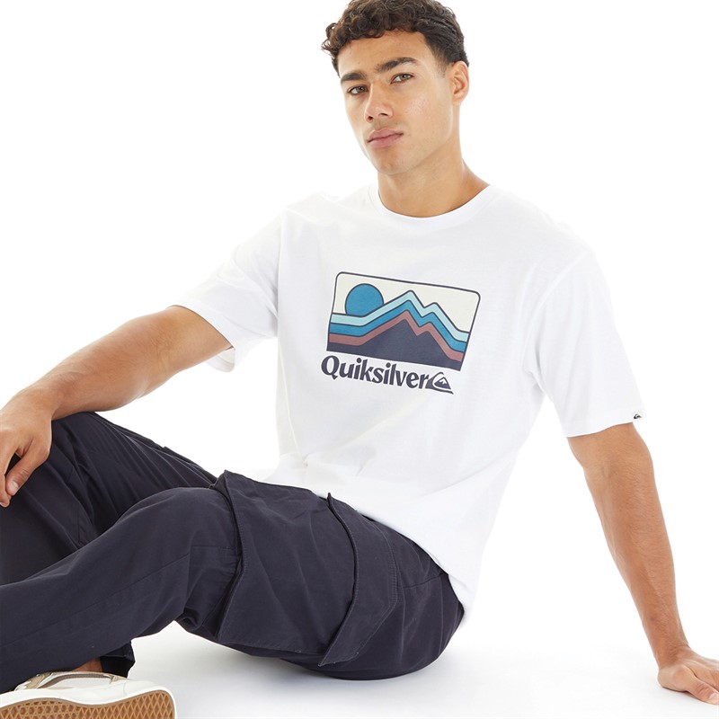 Quiksilver T-Shirt Herren mit Farbverlauf Bergen Weiß