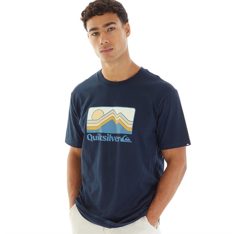 Quiksilver Herren T-Shirt mit Farbverlauf Berge Marine Blazer