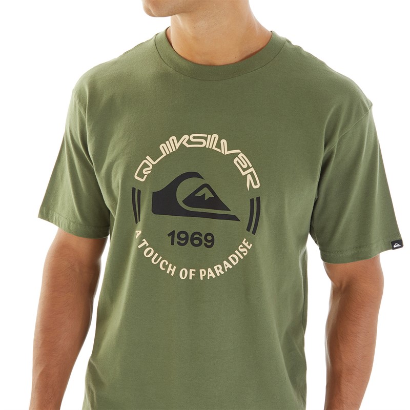 Quiksilver Mænd Rund Logo T-shirt Firekløver