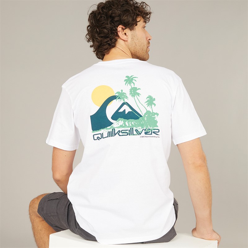 Quiksilver Mens Palm Lines T-Shirt White - Size XL