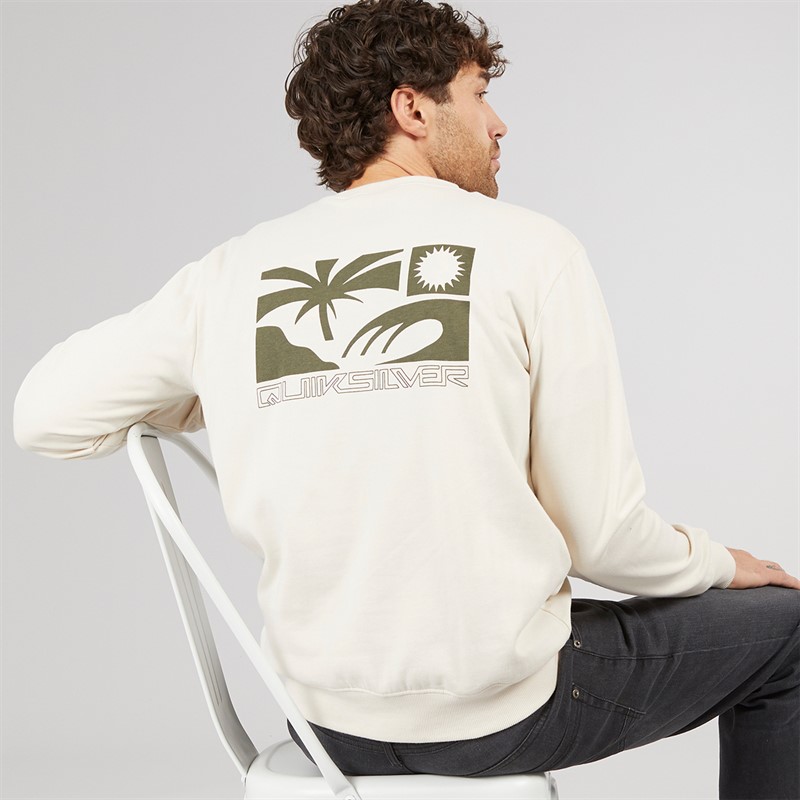Quiksilver Mens Basic Graphic Crew Sweatshirt Birch