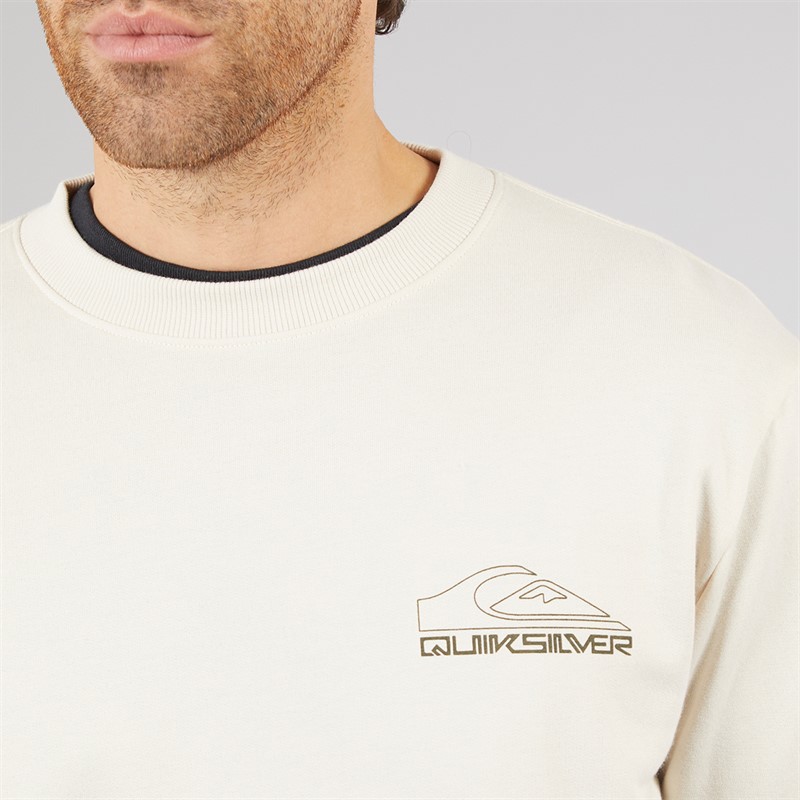 Quiksilver Mens Basic Graphic Crew Sweatshirt Birch