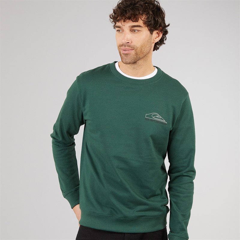 Quiksilver Mens Basic Graphic Crew Sweatshirt Trekking Green
